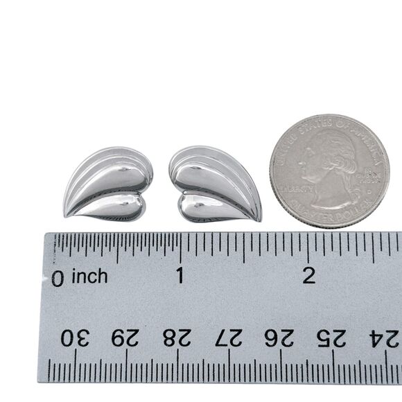 Vintage Carla Sterling Silver 925 Sculpted Scalloped Heart Earrings - Picture 6 of 7